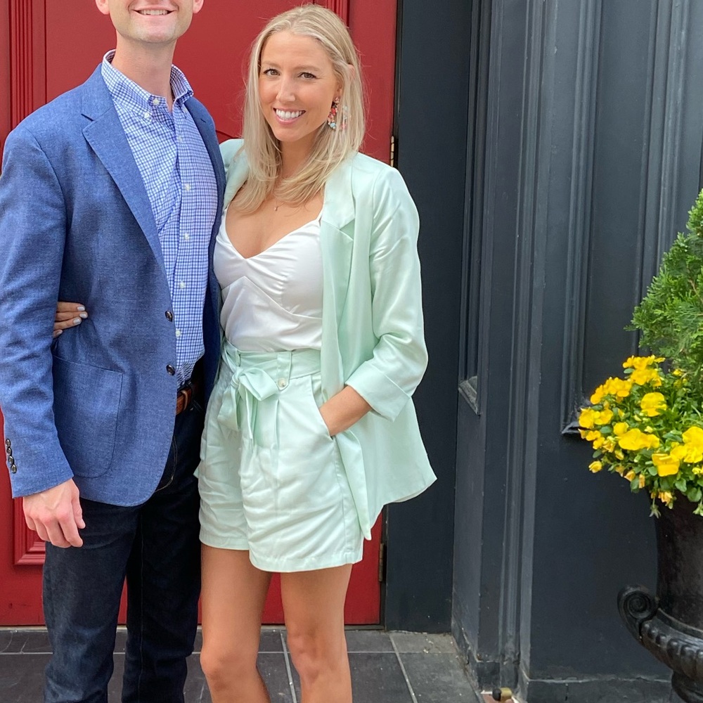 FRNCH Green Blazer Modern Tailored Fit WTH Matching Shorts